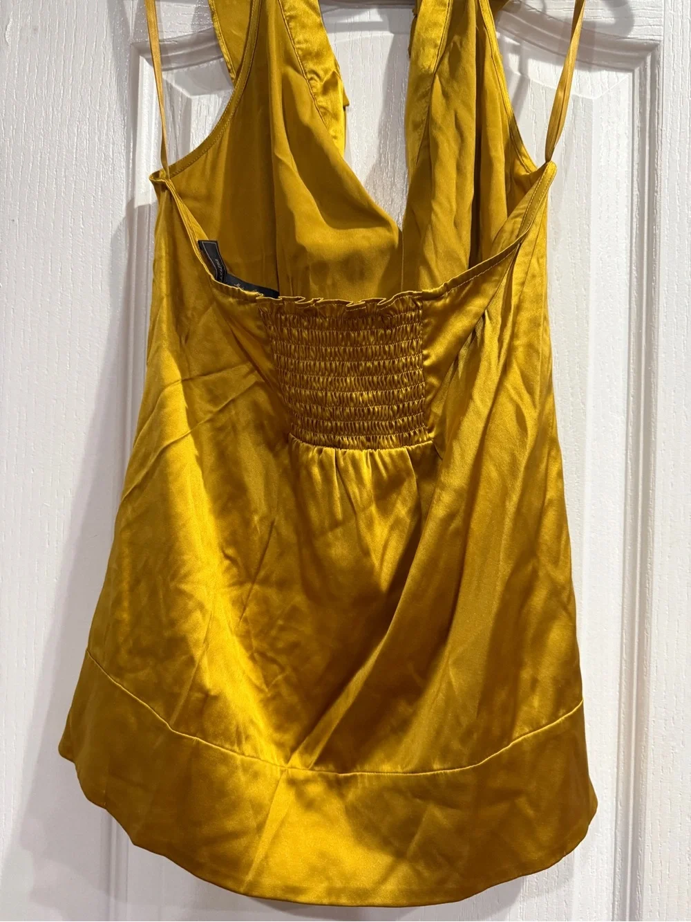 BCBGMaxAzria Mustard Yellow Ruffled Halter Camisole